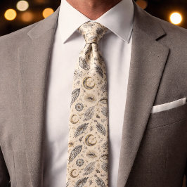 Mystical Celestial Moon Stars Pattern Custom Name Stropdas