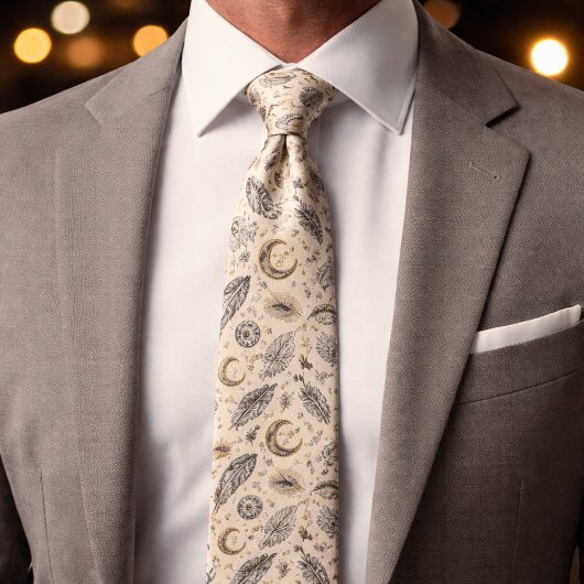 Mystical Celestial Moon Stars Pattern Custom Name Stropdas