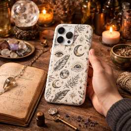 Mystical Celestial Moon Stars Pattern iPhone 16 Pro Max Hoesje