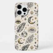 Mystical Celestial Moon Stars Pattern iPhone Hoesje (Achterkant)