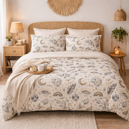 Mystical Celestial Moon Stars Pattern Kussensloop