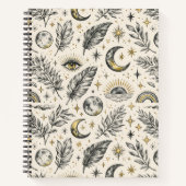Mystical Celestial Moon Stars Pattern Notitieboek (Voorkant)
