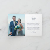 Mystical Chic Blue Silver Star Moon Photo Weddensc Bedankkaart (Binnen)