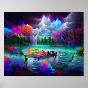 Mystical Colorful Lake Poster