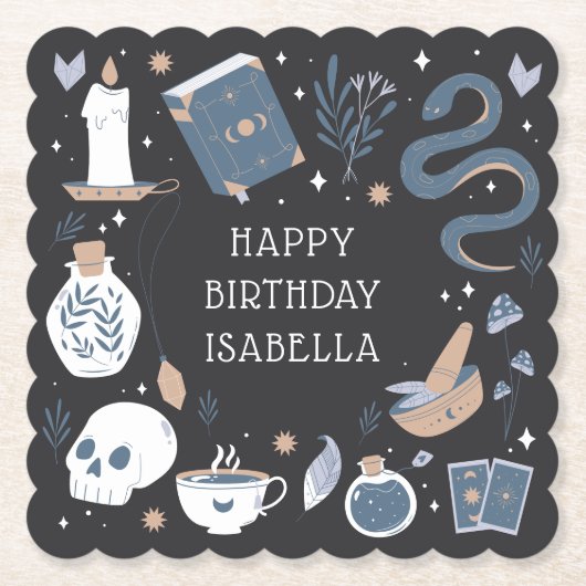 Mystical Crystal Fortune Teller Birthday Party Kartonnen Onderzetters (Voorkant)