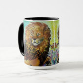 Mystical Crystal Lion Painting "New Worlds" Mok (Voorkant links)