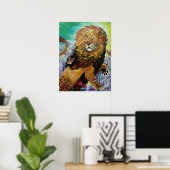 Mystical Crystal Lion Painting "New Worlds" Poster (Thuiskantoor)
