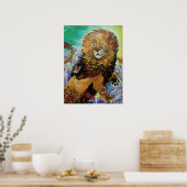 Mystical Crystal Lion Painting "New Worlds" Poster (Keuken)