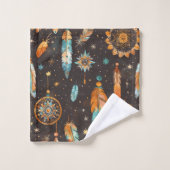 Mystical Dark Boho : Feathers & Dream Catchers Des (Gant de toilette)