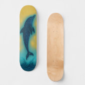 Mystical Dolphin Retro Colors Wall Art Skateboard (Recto)