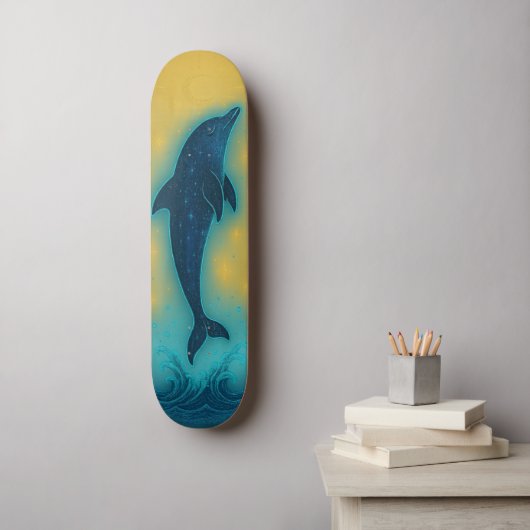 Mystical Dolphin Retro Colors Wall Art Skateboard (Art mural)