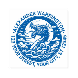 Mystical Dragon Silhouette #9 Naam Return Adres Zelfinktende Stempel