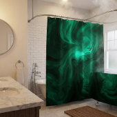 Mystical Emerald Green Swirl Abstract Douchegordijn