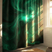 Mystical Emerald Green Swirl Abstract Douchegordijn