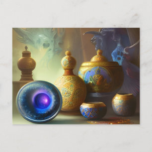 Mystical Enamel Bottles & Bowls Digital Art Briefkaart
