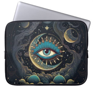 Mystical Eye in the Moon Galaxy Laptop Sac