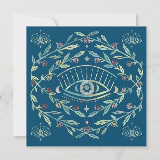 Mystical Eye Rozen Vines Magical Boho Square Card (Voorkant)