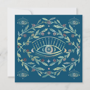 Mystical Eye Rozen Vines Magical Boho Square Card