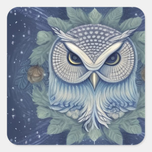 Mystical Fantasy Forest Owl Vierkante Sticker