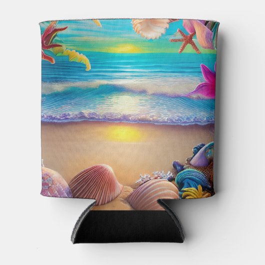 Mystical fantasy strand sunset with tropische flow blikjeskoeler (Voorkant)