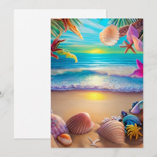 Mystical fantasy strand sunset with tropische flow feestdagenkaart (Voorkant / Achterkant)