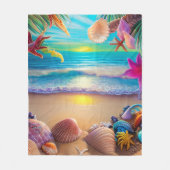 Mystical fantasy strand sunset with tropische flow fleece deken (Voorkant)