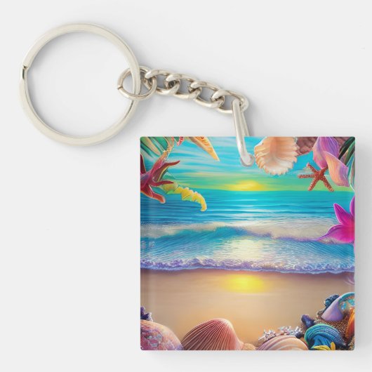 Mystical fantasy strand sunset with tropische flow sleutelhanger (voorkant)