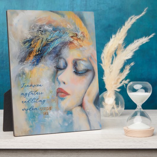 Mystical Feather Woman Tabletop Plaque with Easel (Côté)