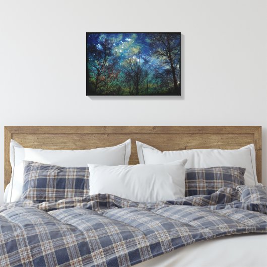 Mystical Forest Natuur Stars Celestial 12x18 Canvas Afdruk (Insitu (Slaapkamer))