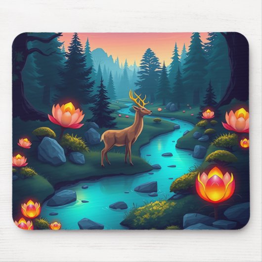Mystical Forest Stream Mouse Pad Muismat (Voorkant)