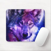 Mystical Galaxy Wolf Face met Full Moon Muismat (Met muis)