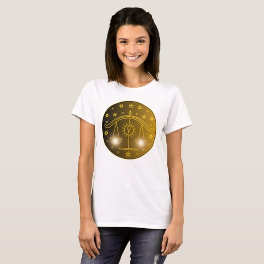 Mystical Golden Zodiac Libra T-shirt (Voorkant volledig)