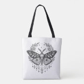 Mystical Gothic Moth Botanical Celestial Line Art  Draagtas (Achterkant)