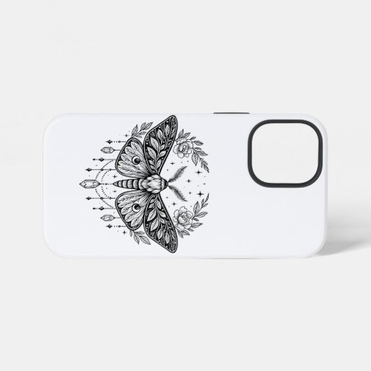 Mystical Gothic Moth Botanical Celestial Line Art iPhone Hoesje (Achterkant horizontaal)