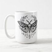Mystical Gothic Moth Botanical Celestial Line Art  Koffiemok (Links)