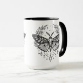 Mystical Gothic Moth Botanical Celestial Line Art  Mok (Voorkant rechts)