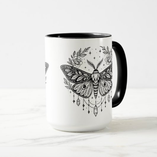 Mystical Gothic Moth Botanical Celestial Line Art  Mok (Voorkant rechts)