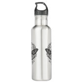 Mystical Gothic Moth Botanical Celestial Line Art Waterfles (Achterkant)