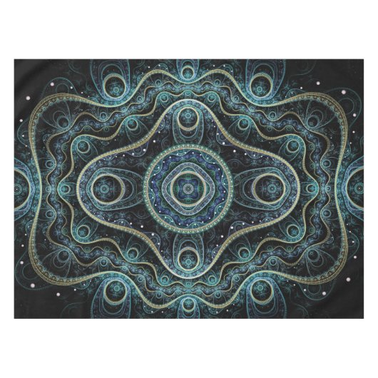 Mystical Grand Royal Julian Fractal Mandala Art Tafelkleed (Voorkant (Horizontaal))