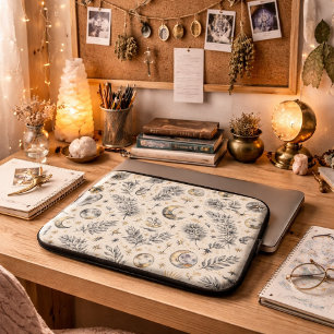 Mystical Hemel Maan Sterren Patroon Laptop Sleeve