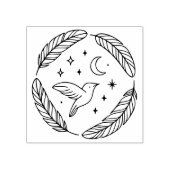 Mystical Hummingbird Line Art in Celestial Circle Rubberstempel (Afrduk)