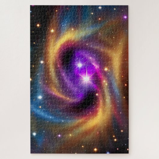 Mystical Indigo Cosmic Rainbow Hues in Gold Cosmos Legpuzzel (Verticaal)