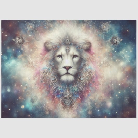 Mystical Jeweled Lion and Stars Decoupage Tissuepapier (Voorkant)