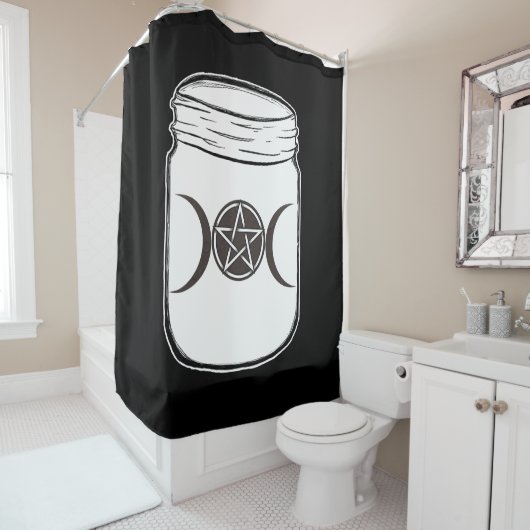 Mystical Magic Moons Triple Goddess Mason Jar Douchegordijn (In situ)