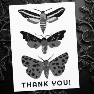 Mystical Magical Moths Black and White DANK U Briefkaart
