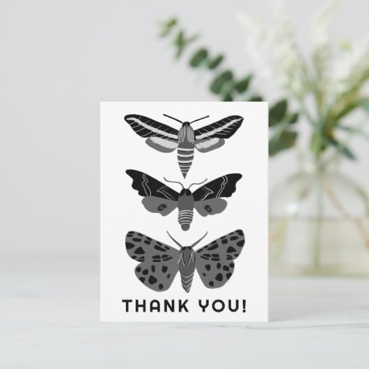 Mystical Magical Moths Black and White DANK U Briefkaart (Staand voorkant)
