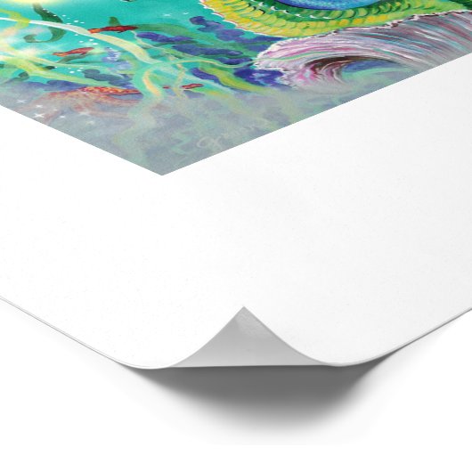 Mystical Mermaid on Seahorse Art print (Hoek)