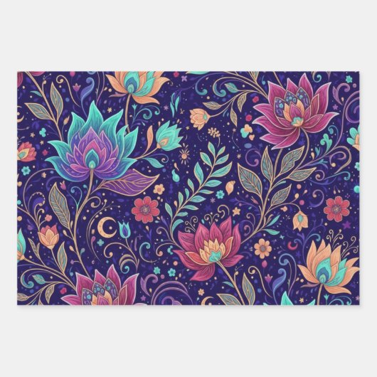 Mystical Midnight Garden Lotus and Moon Inpakpapier Vel (Voorkant 3)