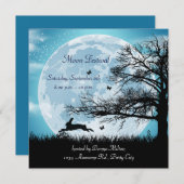 Mystical Moon met Rabbit Silhouette Invitation Kaart (Voorkant / Achterkant)