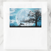 Mystical Moon met Rabbit Silhouette Rechthoekige Sticker (Tas)